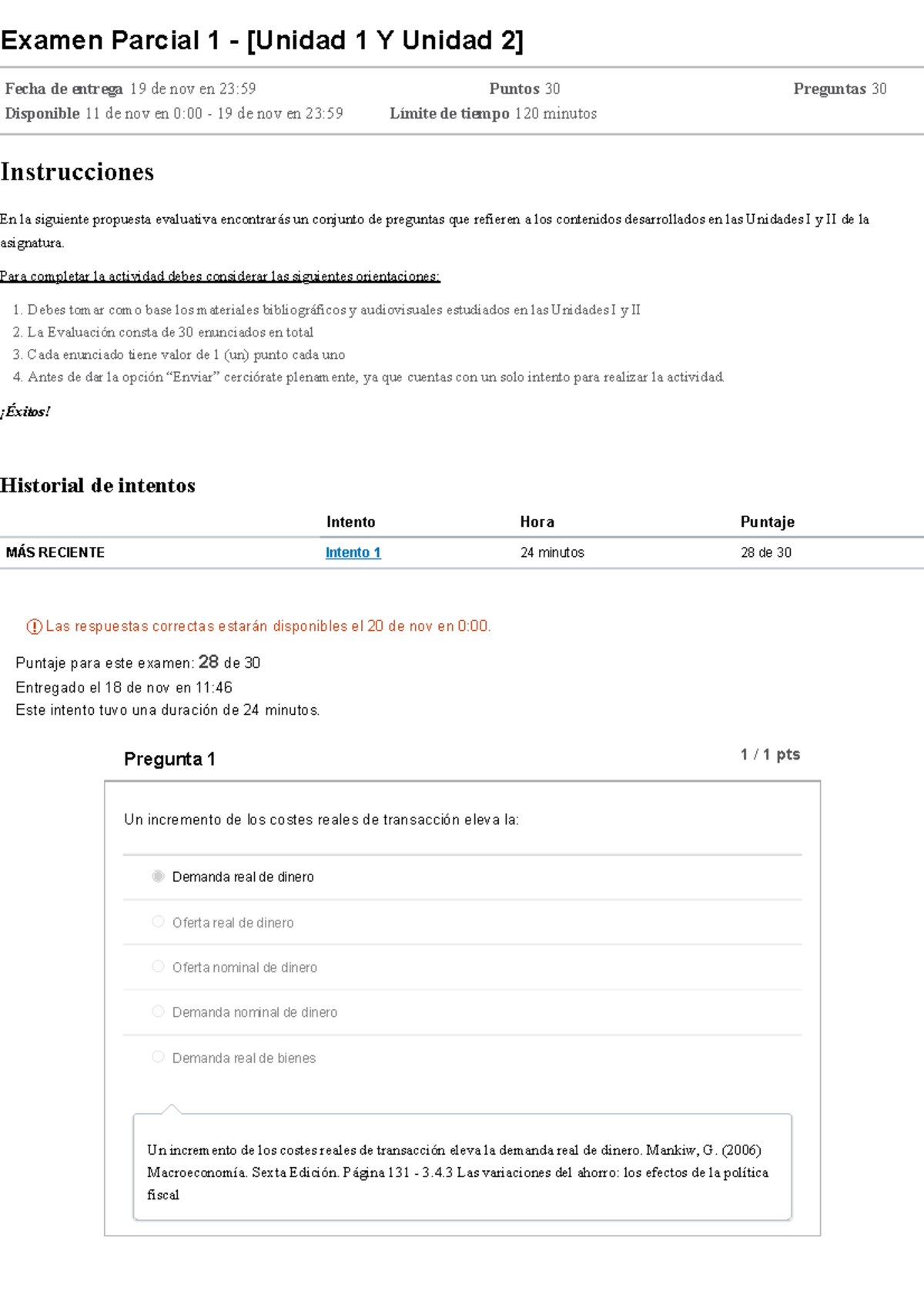 Examen Parcial 1 - [Unidad 1 Y Unidad 2] Macroeconomia II - Examen ...