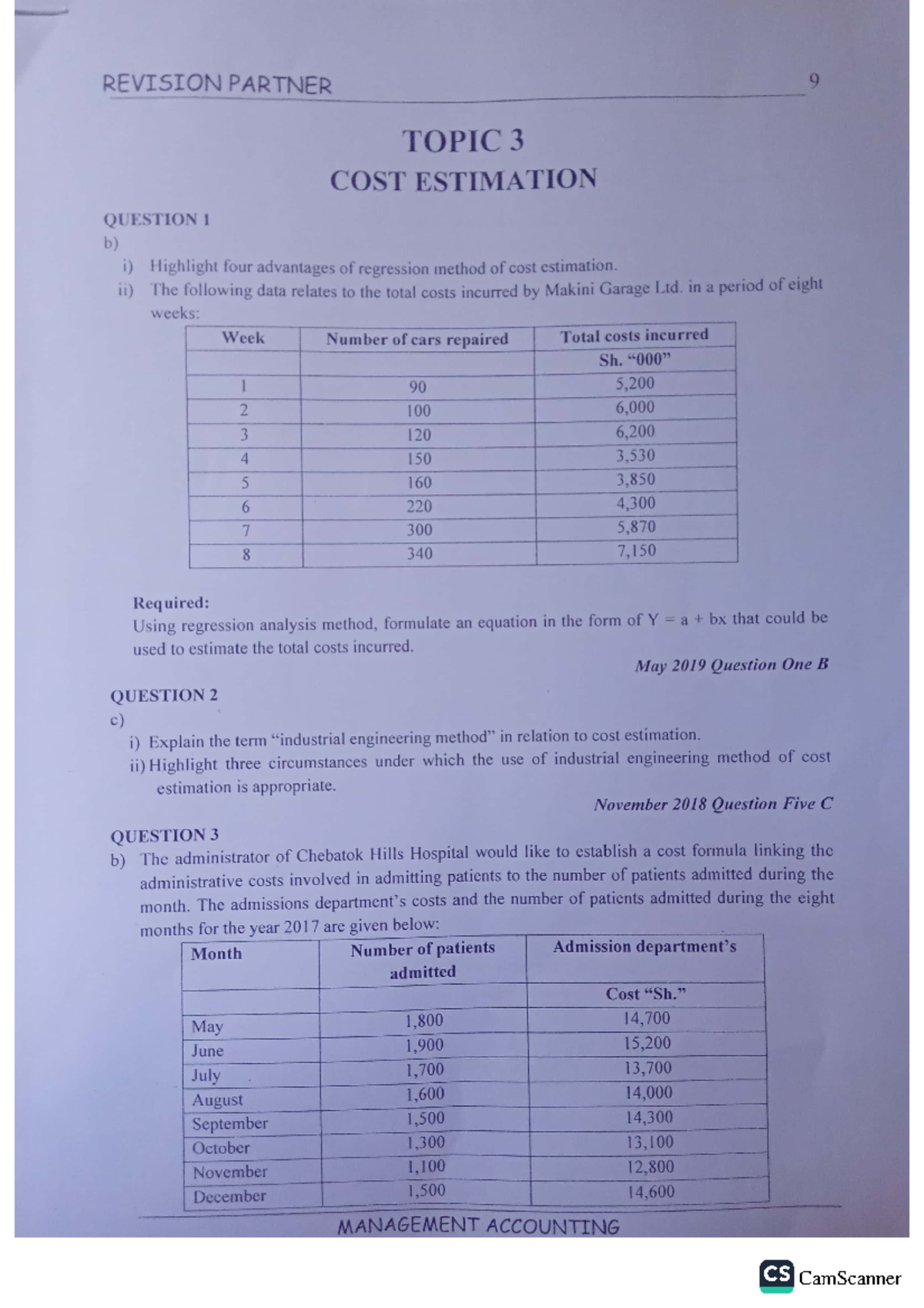 COST Estimation Assignment Q&A - BSc. Project Management - Studocu