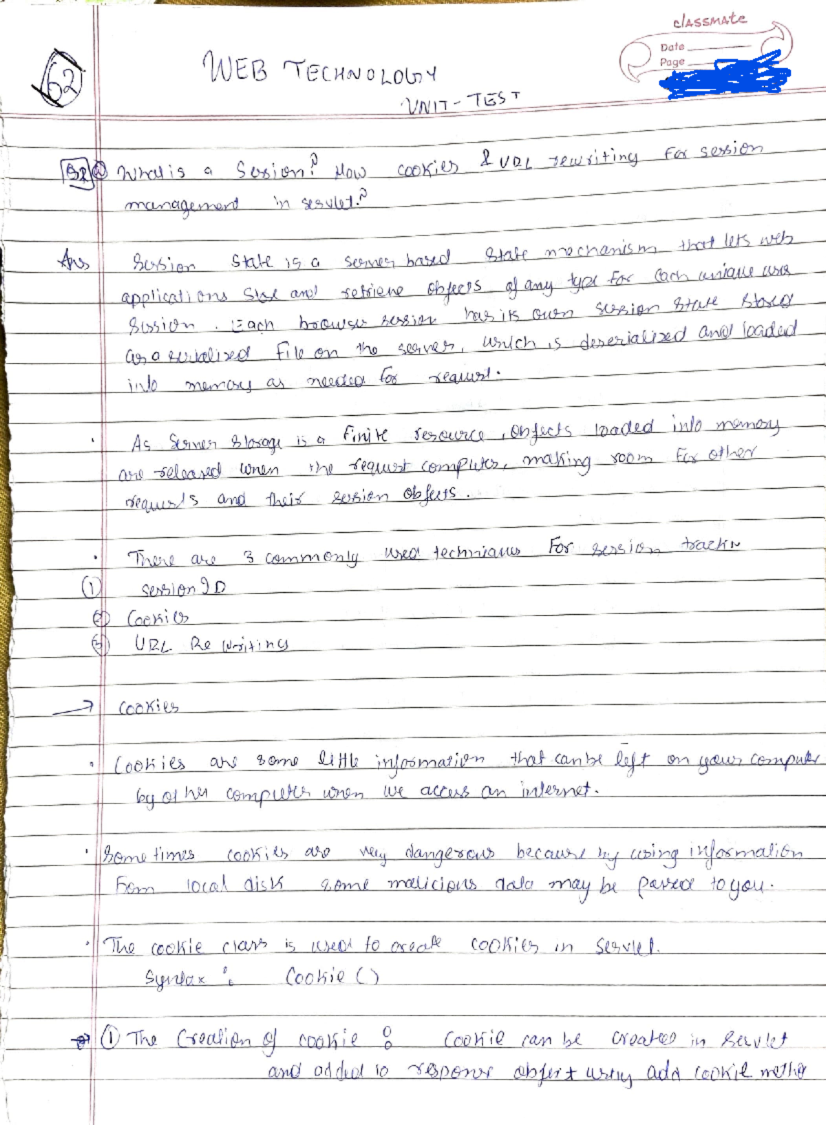 Web technology unit test - Computer Engineering - Studocu