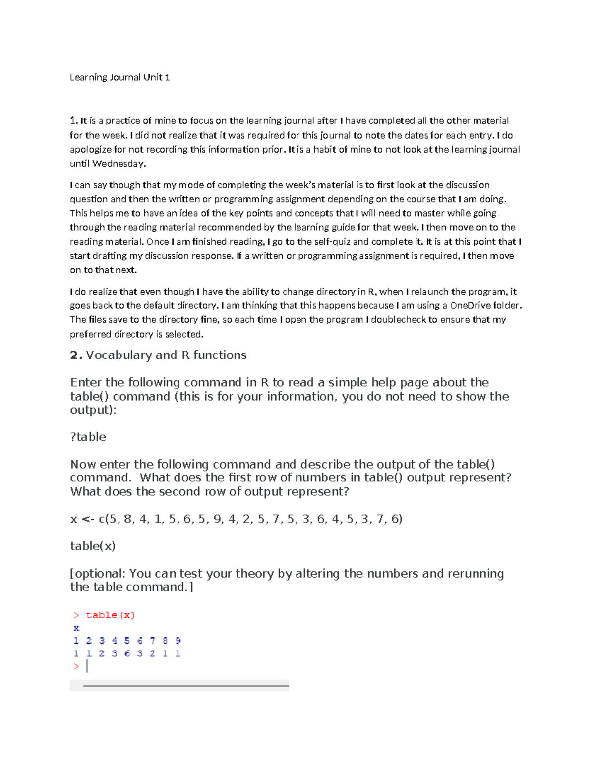 Learning Journal Unit 1 - It is a practice of mine to focus on the ...