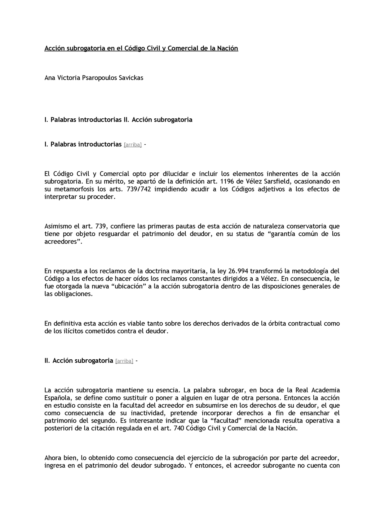 Acción subrogatoria en el Código Civil y Comercial de la Nación - Acción  subrogatoria en el Código - Studocu