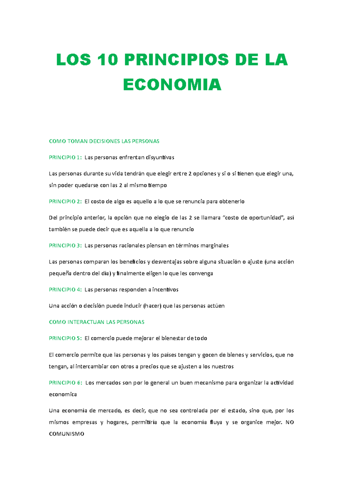 LOS 10 Principios DE LA Economia - LOS 10 PRINCIPIOS DE LA ECONOMIA ...