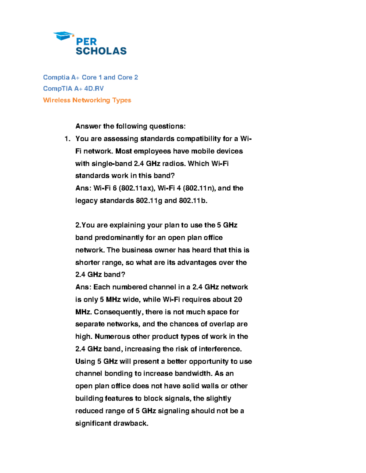 Comp TIA A+ 4D - Wireless Networking Types - Comptia A+ Core 1 and Core ...