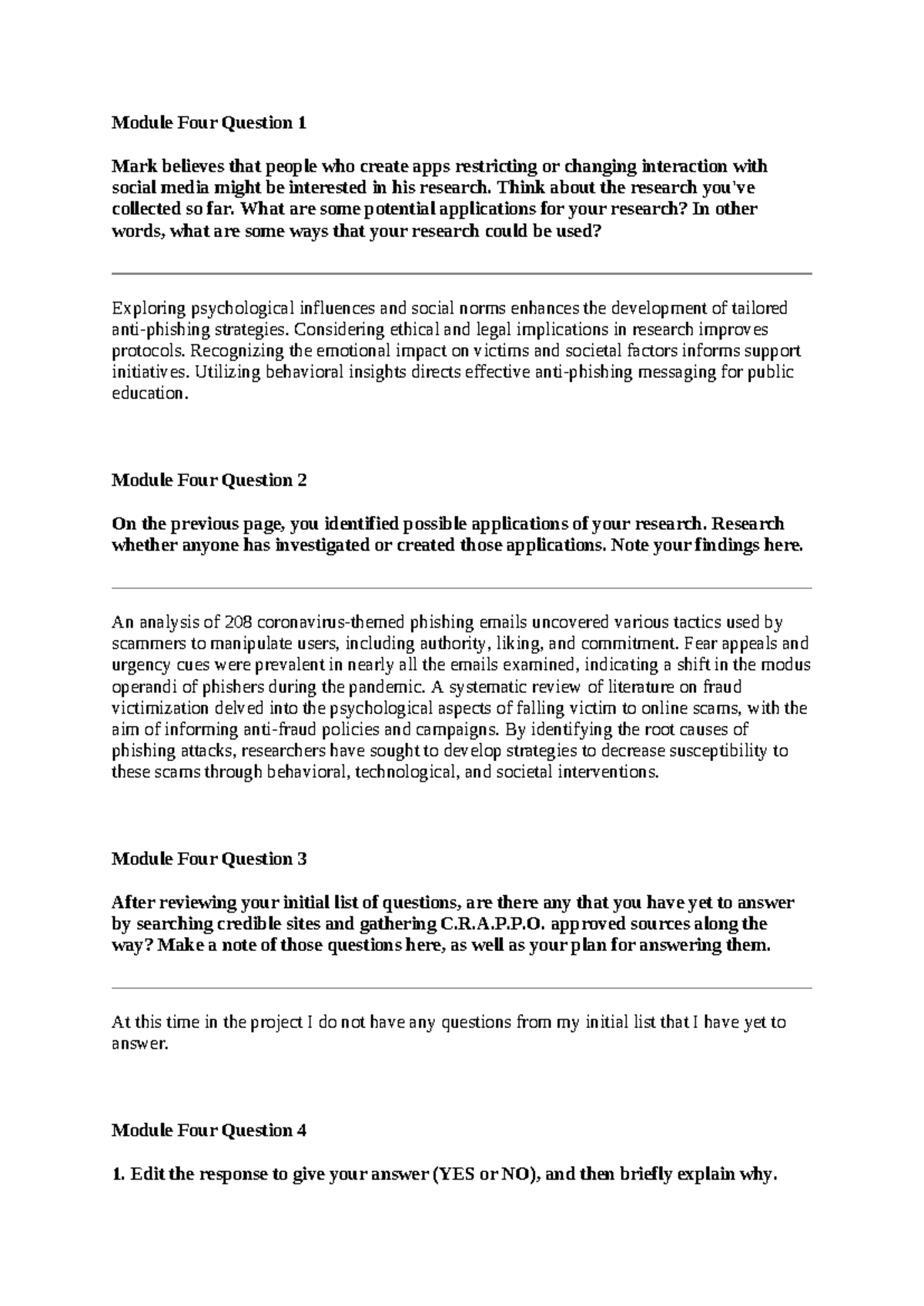 Chandler Jacobson SCS 200 Short responses - Module Four Question 1 Mark ...