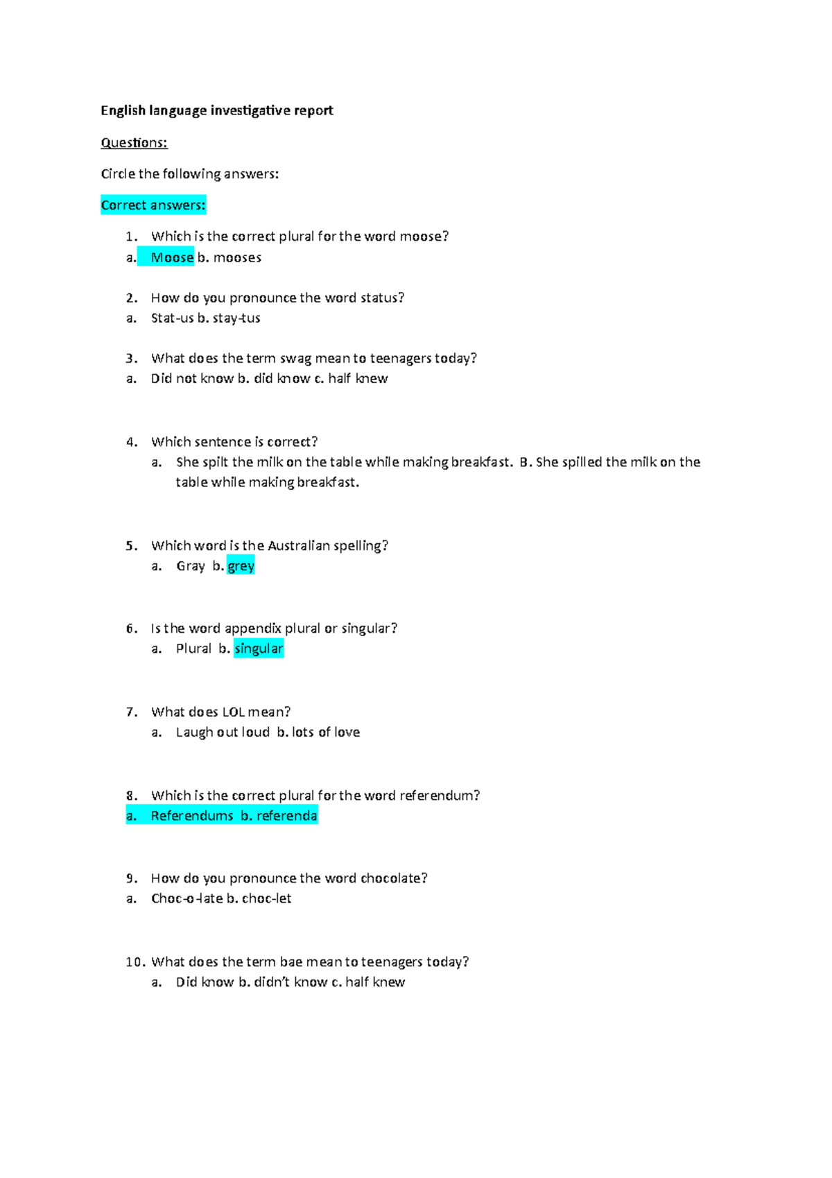 English language investigative report that offers an insight into the ...