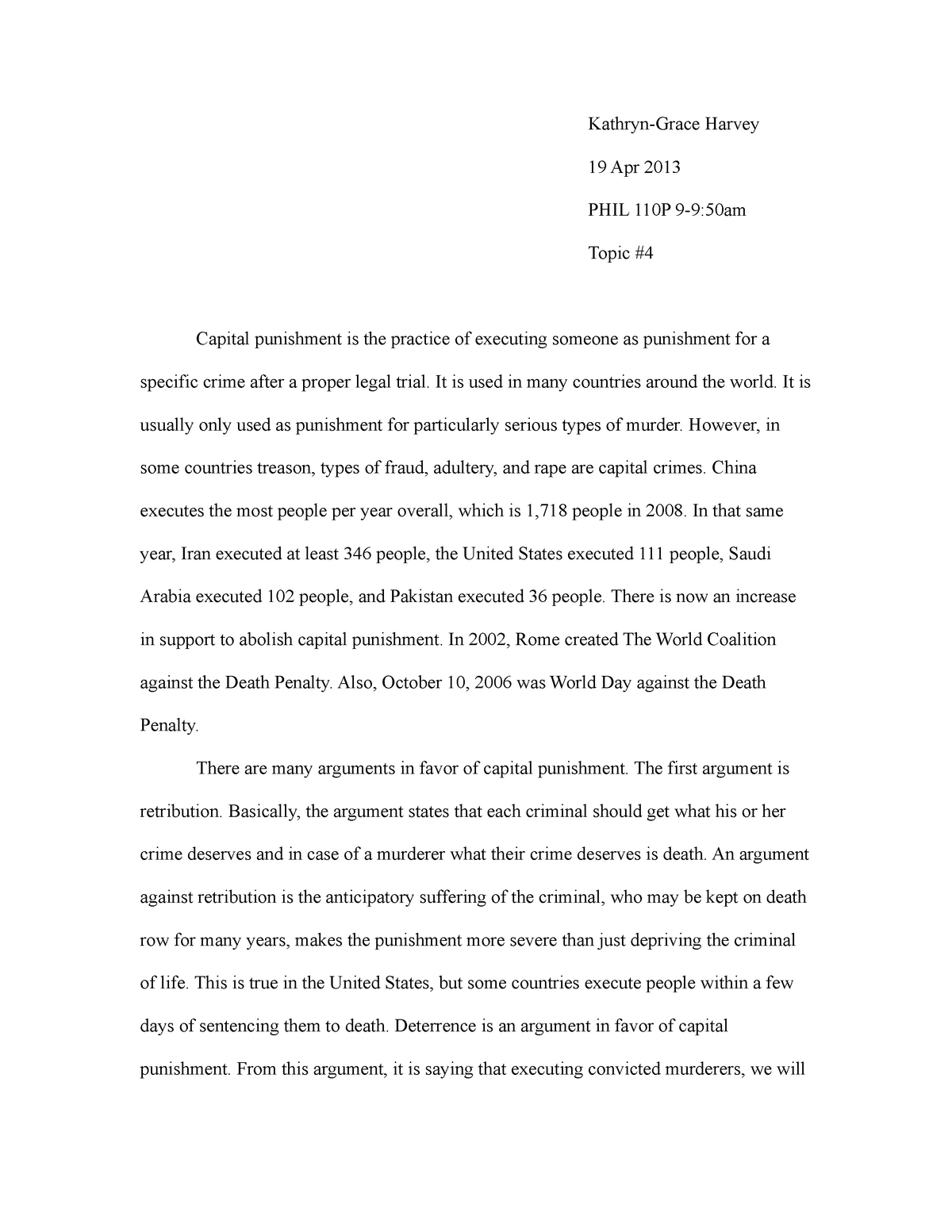 Ethics Paper Assign Capital Punishment Phil 110p Odu Studocu