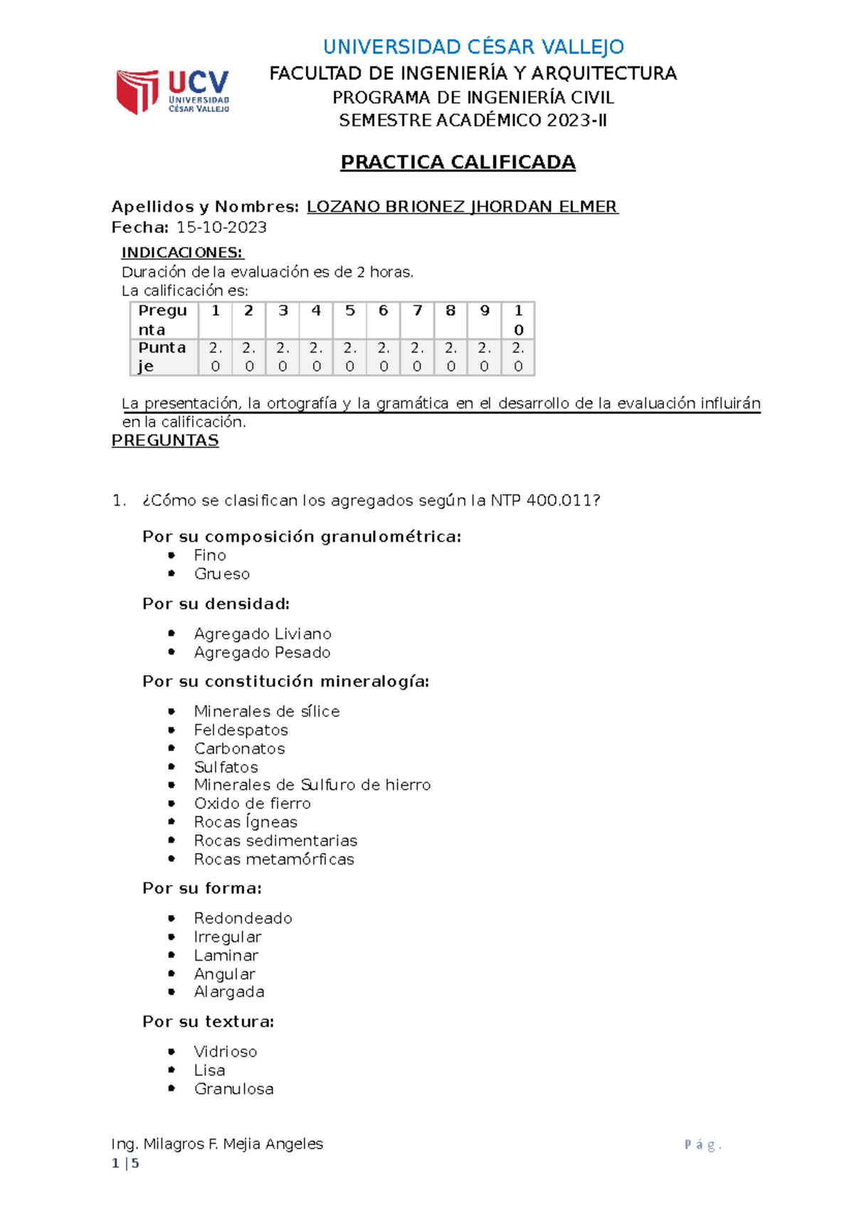 Practica Calificada TCºM Apellidos y Nombres LOZANO BRIONEZ JHORDAN