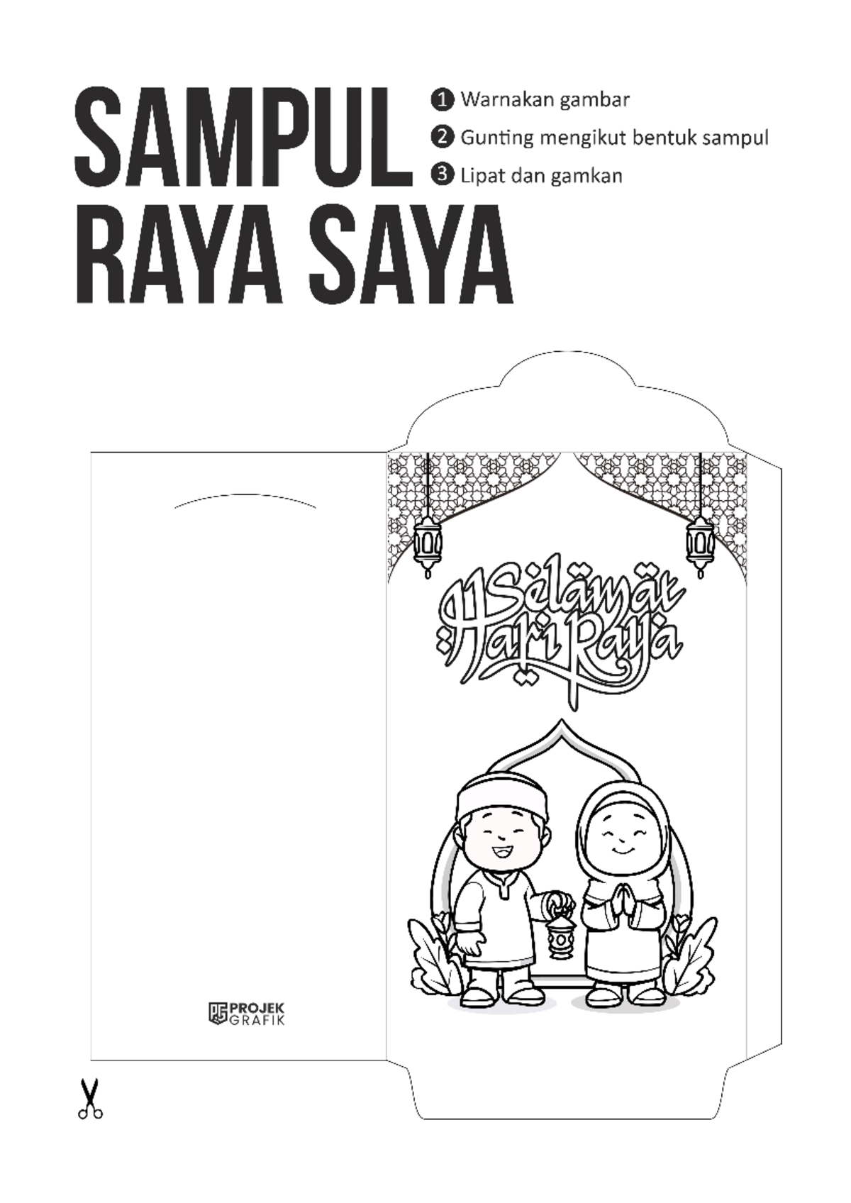 12 Template Sampul Raya 2024 By Projek Grafik 1 Warnakan Gambar Sampul 2 Gunting Mengikut