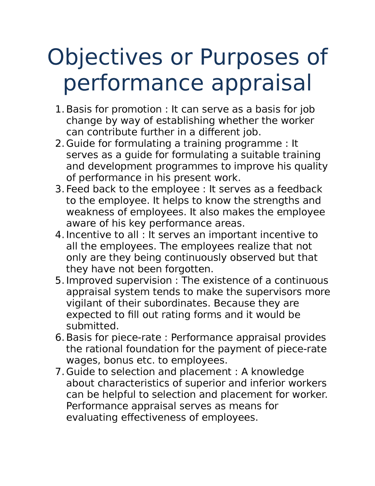 objectives-or-purposes-of-performance-appraisal-objectives-or