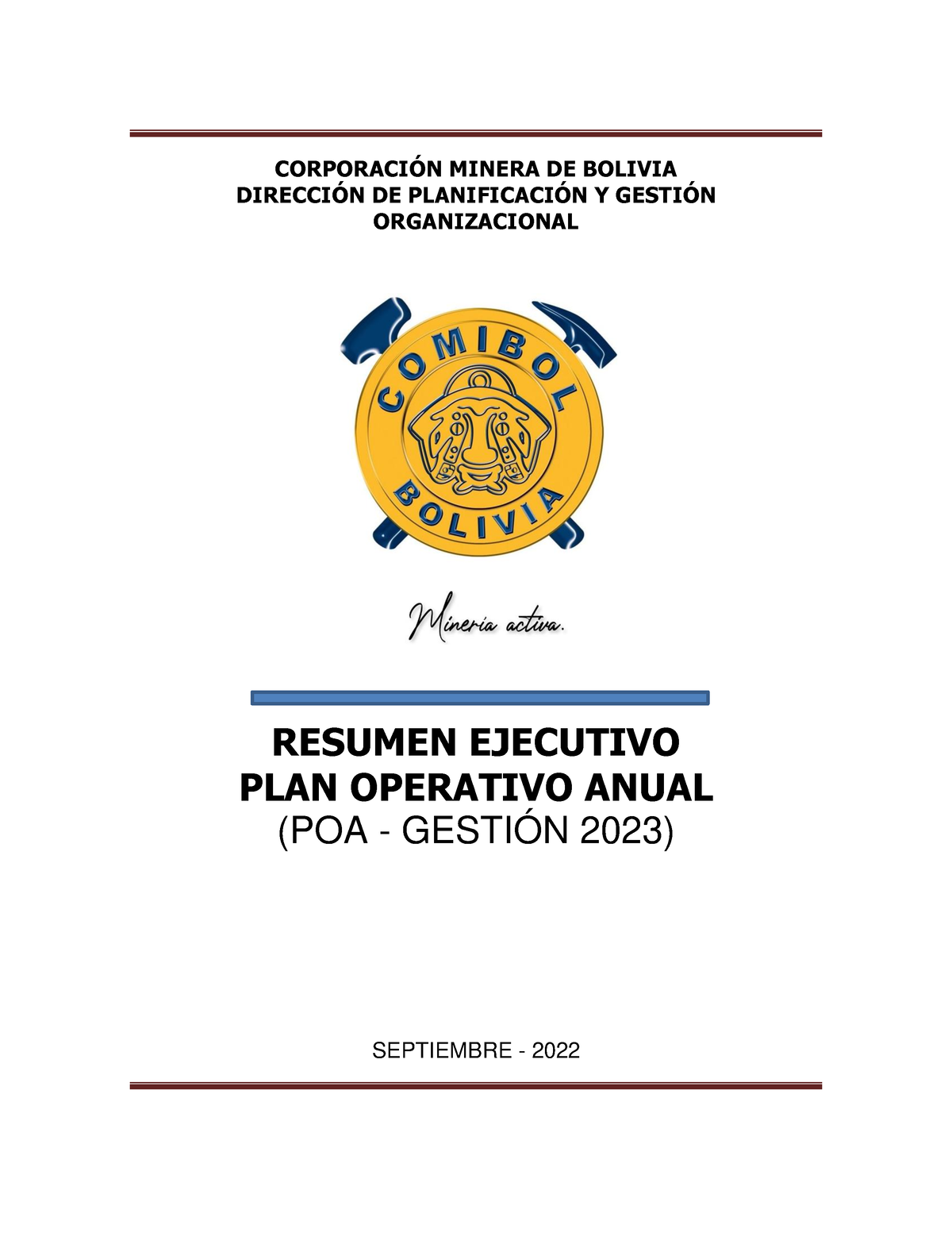 POA 2023 Comibol - CORPORACI”N MINERA DE BOLIVIA DIRECCI”N DE ...