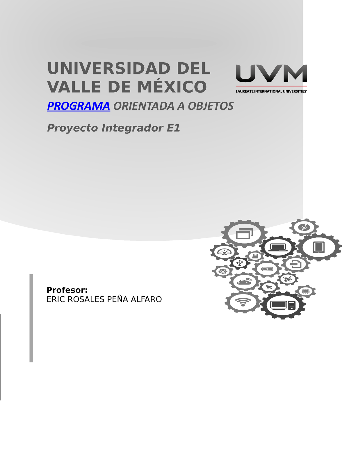 Proyecto Integrador E1 - UNIVERSIDAD DEL VALLE DE MÉXICO Profesor: ERIC ...