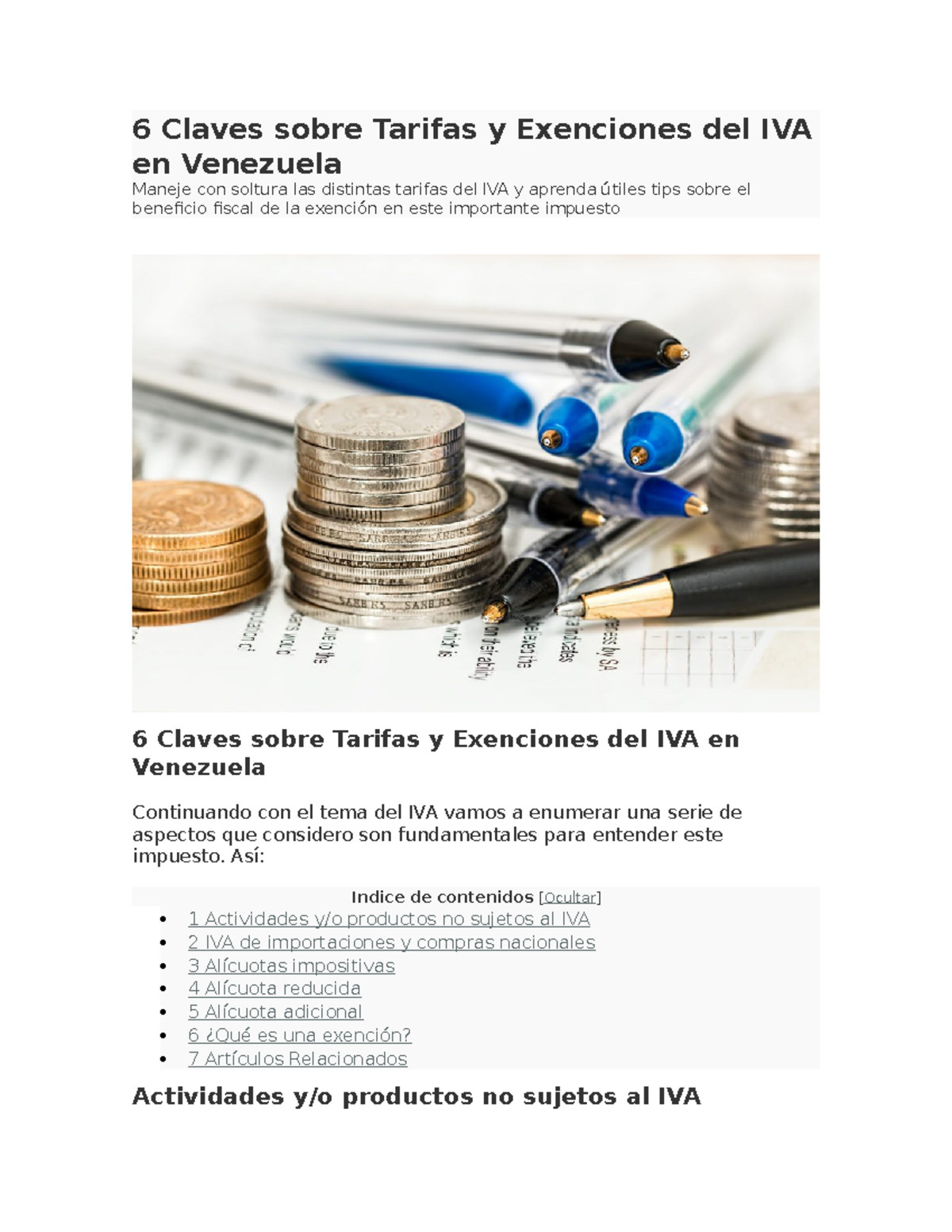 6 Claves sobre Tarifas y Exenciones del IVA en Venezuela materiales y