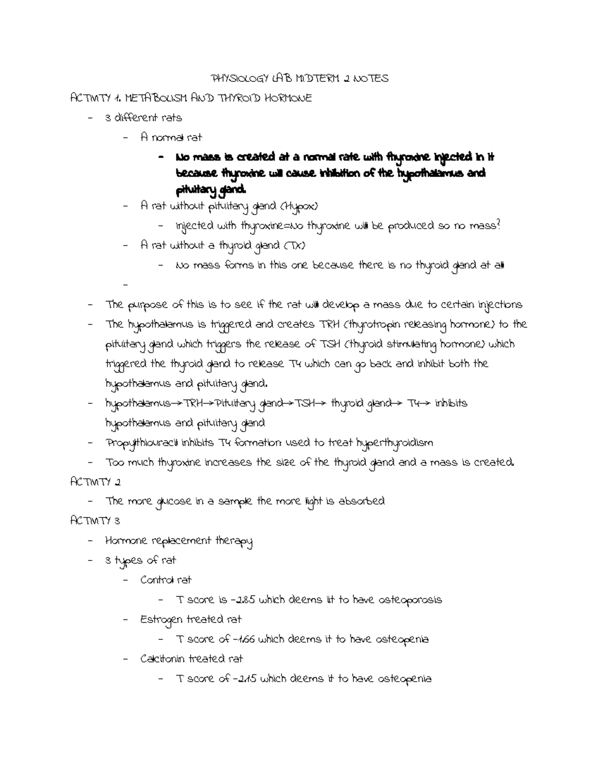 Physiology LAB Midterm 2 Notes - PHYSIOLOGY LAB MIDTERM 2 NOTES ...