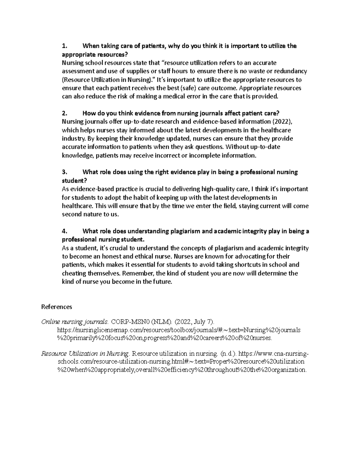 Week 3 DQ - DQ post - When taking care of patients, why do you think it ...