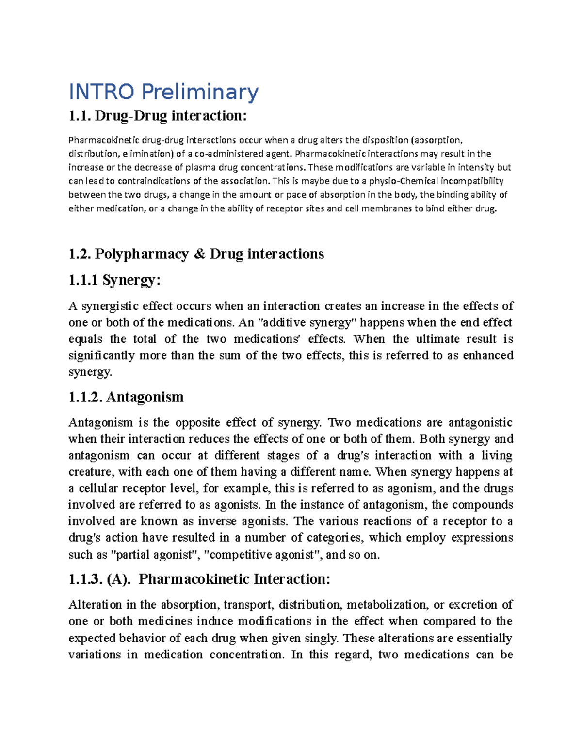 Intro Preliminary a random file INTRO Preliminary 1. DrugDrug