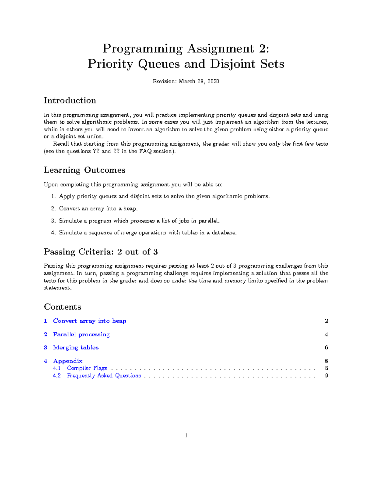 programming assignment 2 priority queues and disjoint sets