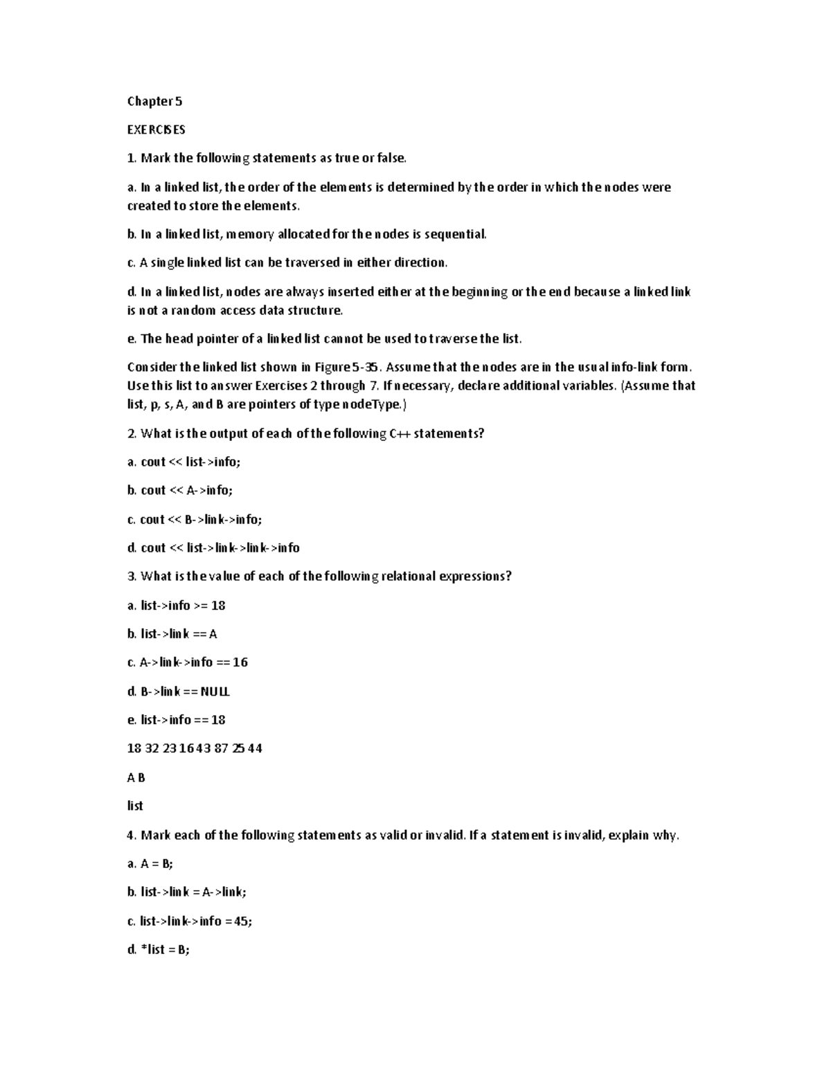 Chapter 5 Exercises and Answers - Chapter 5 EXERCISES Mark the ...