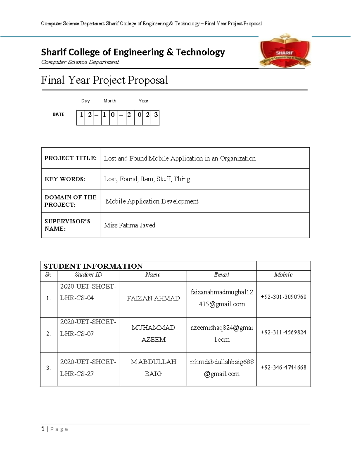Proposal-1 - Hhahah - Sharif College of Engineering & Technology ...