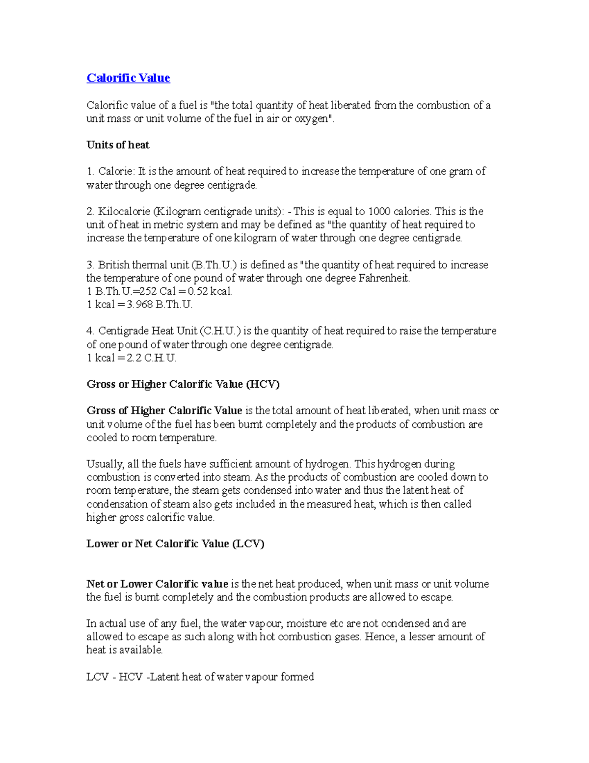 01-a-calorific-value-chapter-summary-calorific-value-calorific