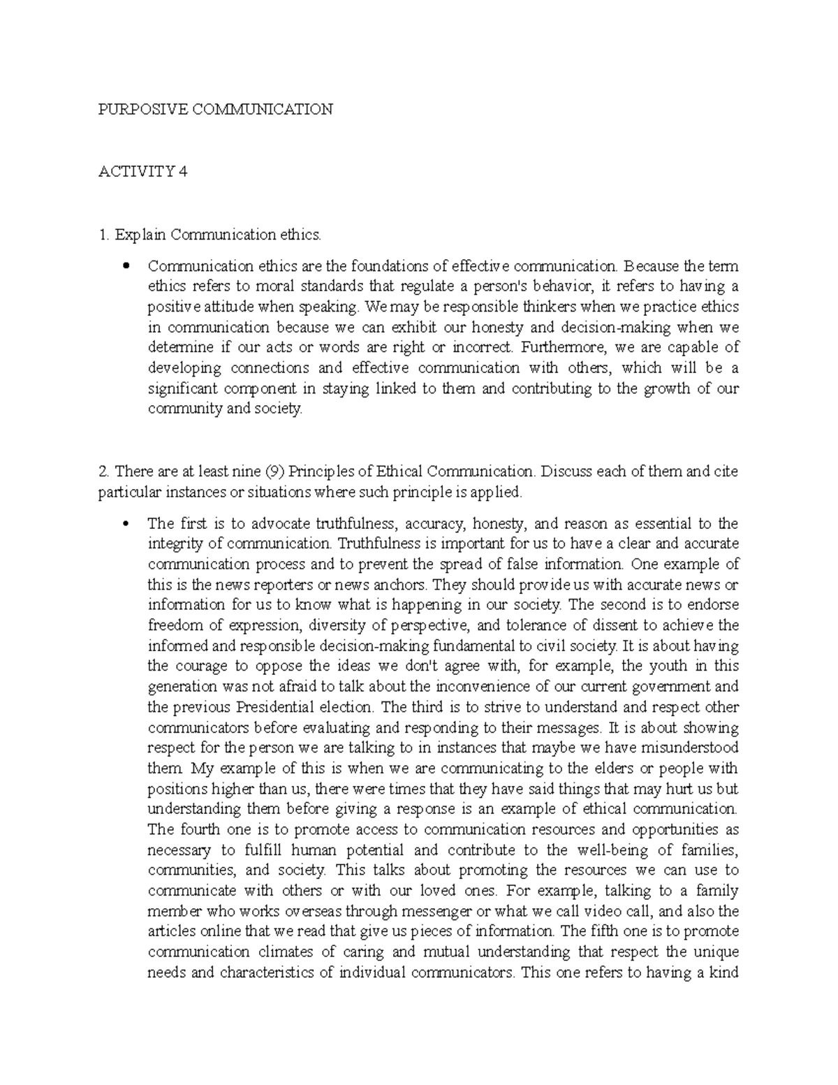 Purposive comm. activity 4 - PURPOSIVE COMMUNICATION ACTIVITY 4 Explain ...