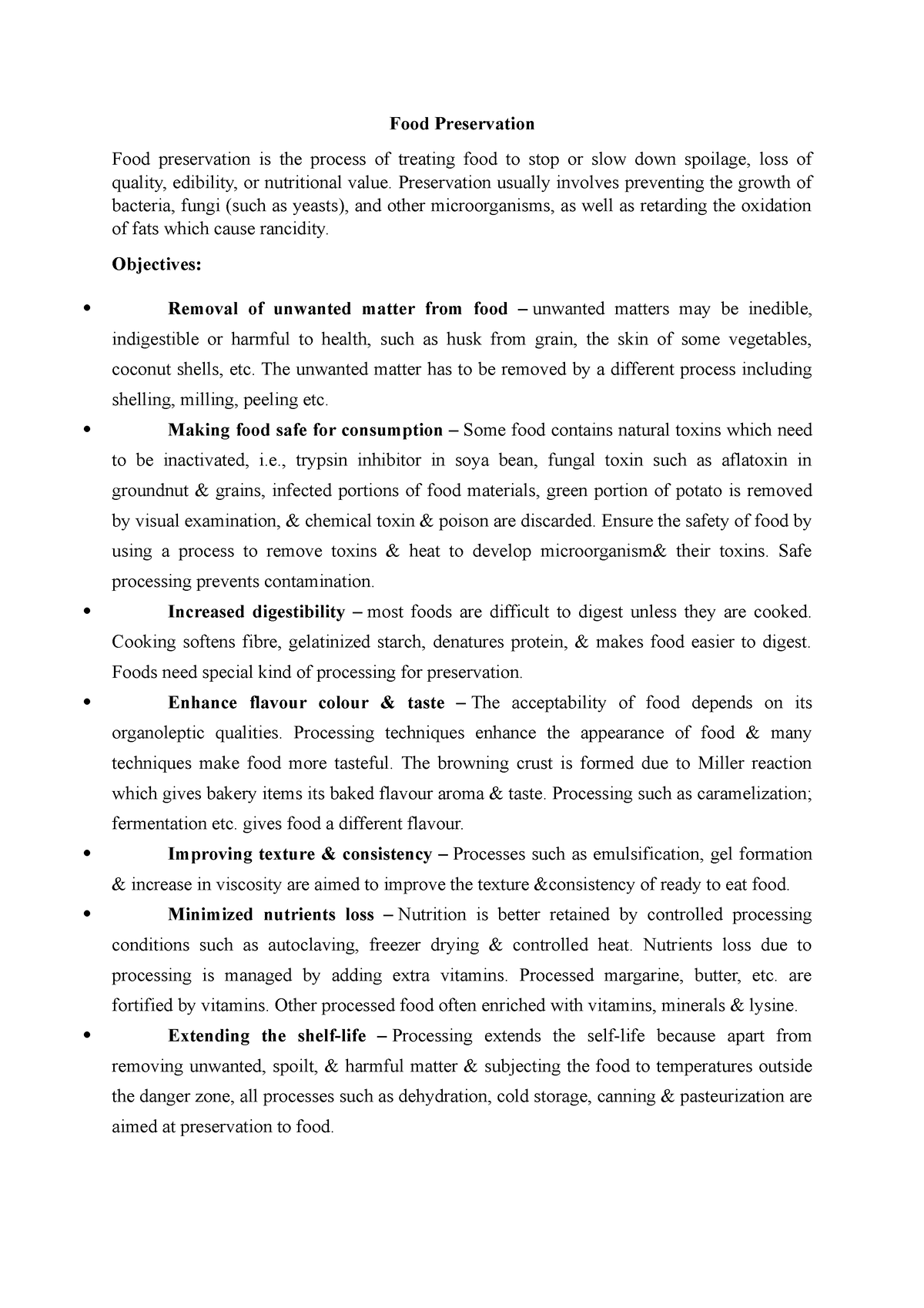 methods of food preservation essay