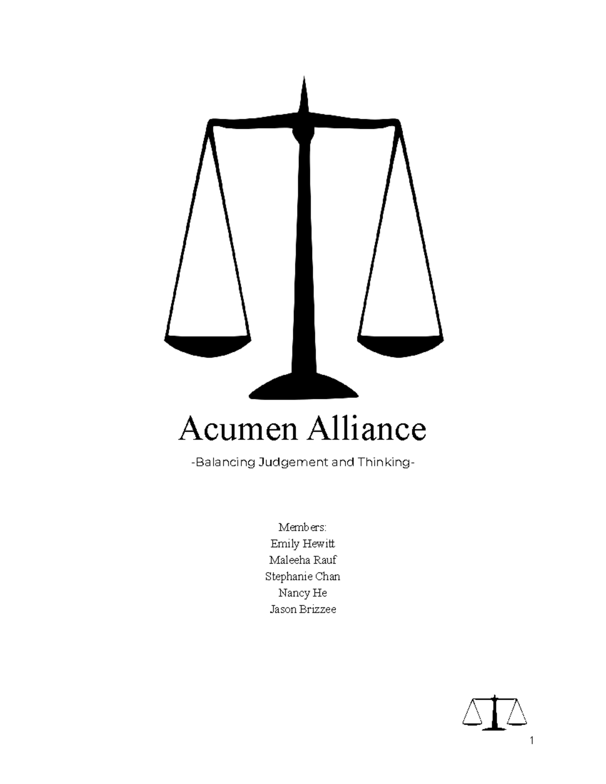 Team Charter marketing research Acumen Alliance Balancing