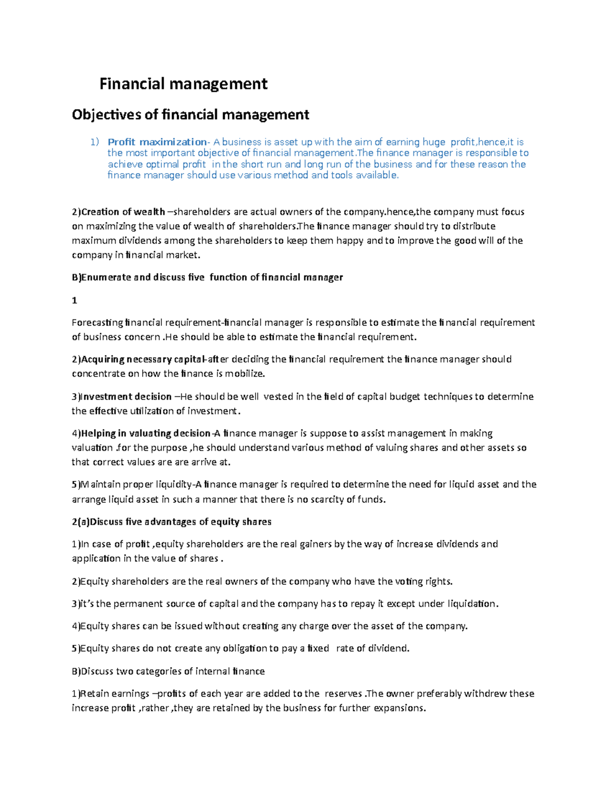 BFI 305 Notes sources of financing an enterprise - Financial management ...