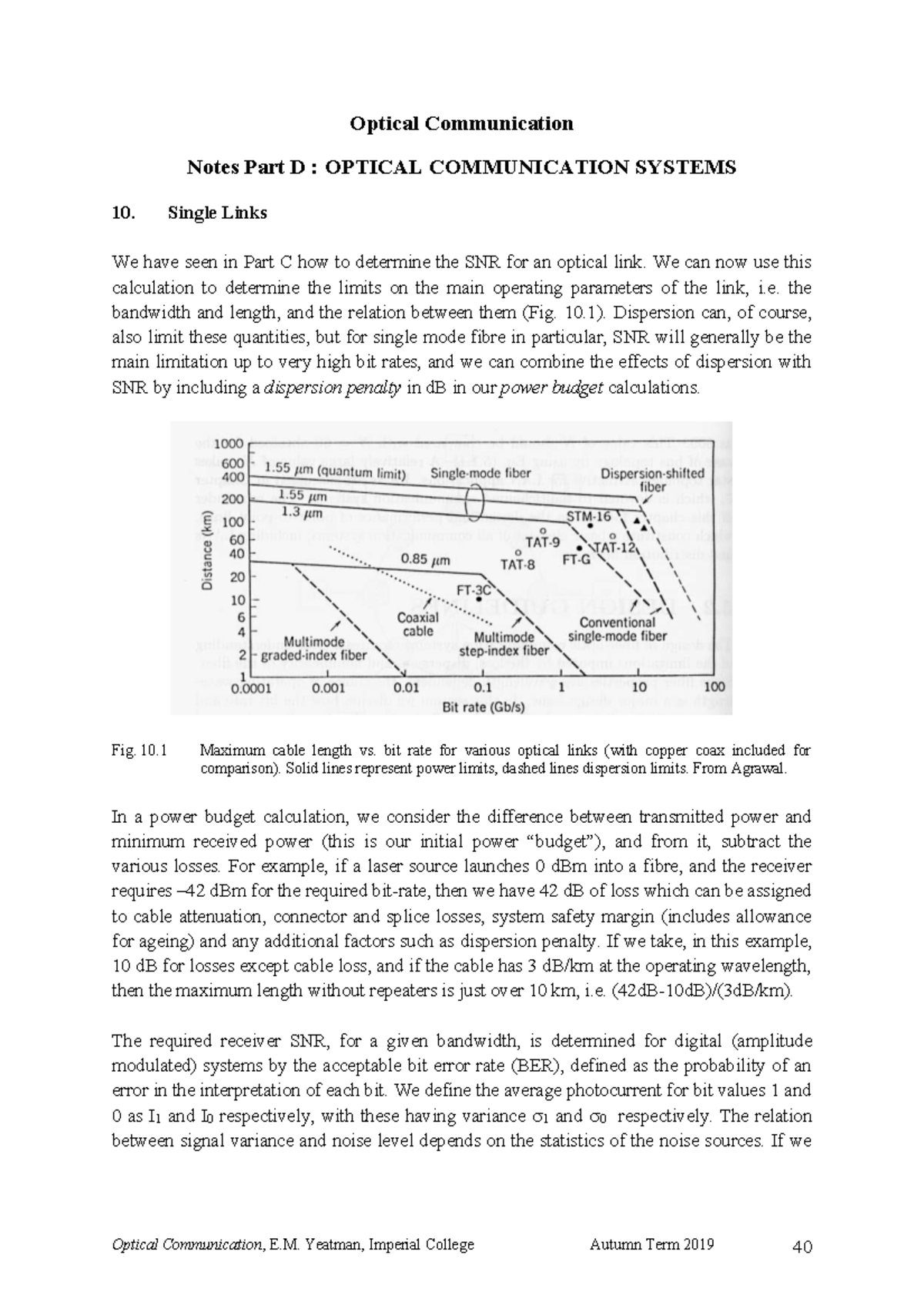 OCNotes Pt D 2019 Lecture notes 1012 Optical Communication Notes
