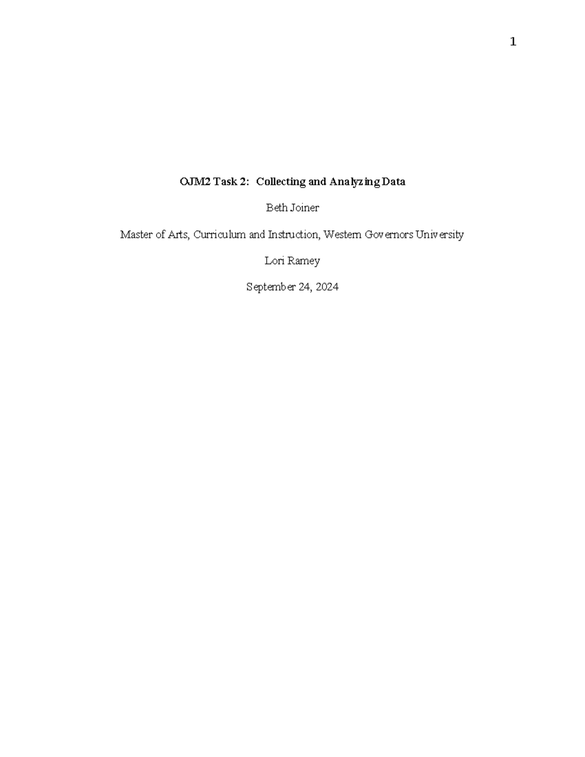 OJM2 Task 2 Collecting and Analyzing Data - Develop a problem statement ...