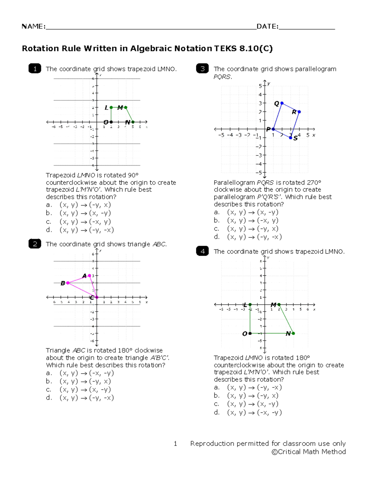 Rotationrulesalgebraicquad 4final - NAME ...