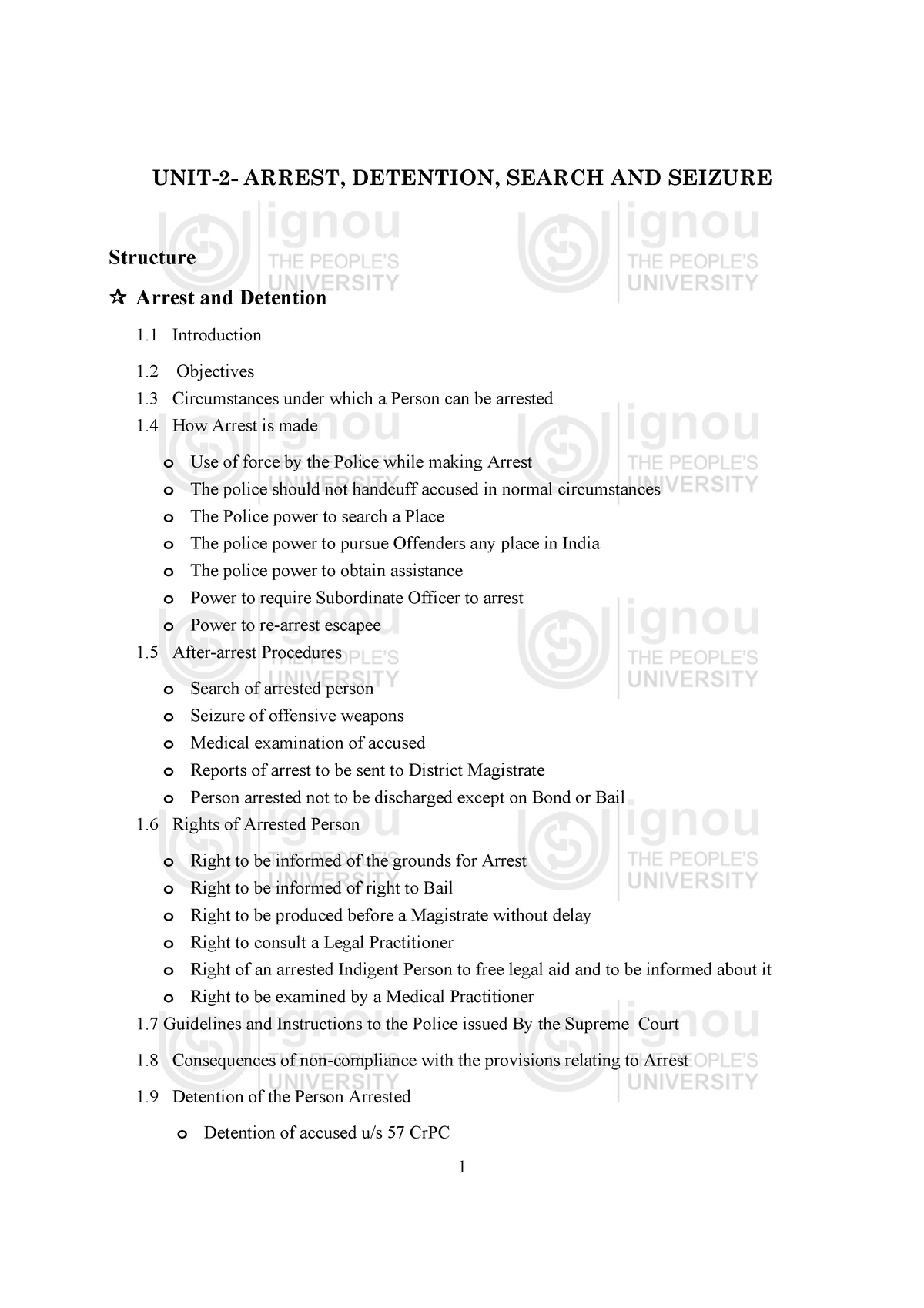 Arrest under crpc UNIT2 ARREST, DETENTION, SEARCH AND SEIZURE