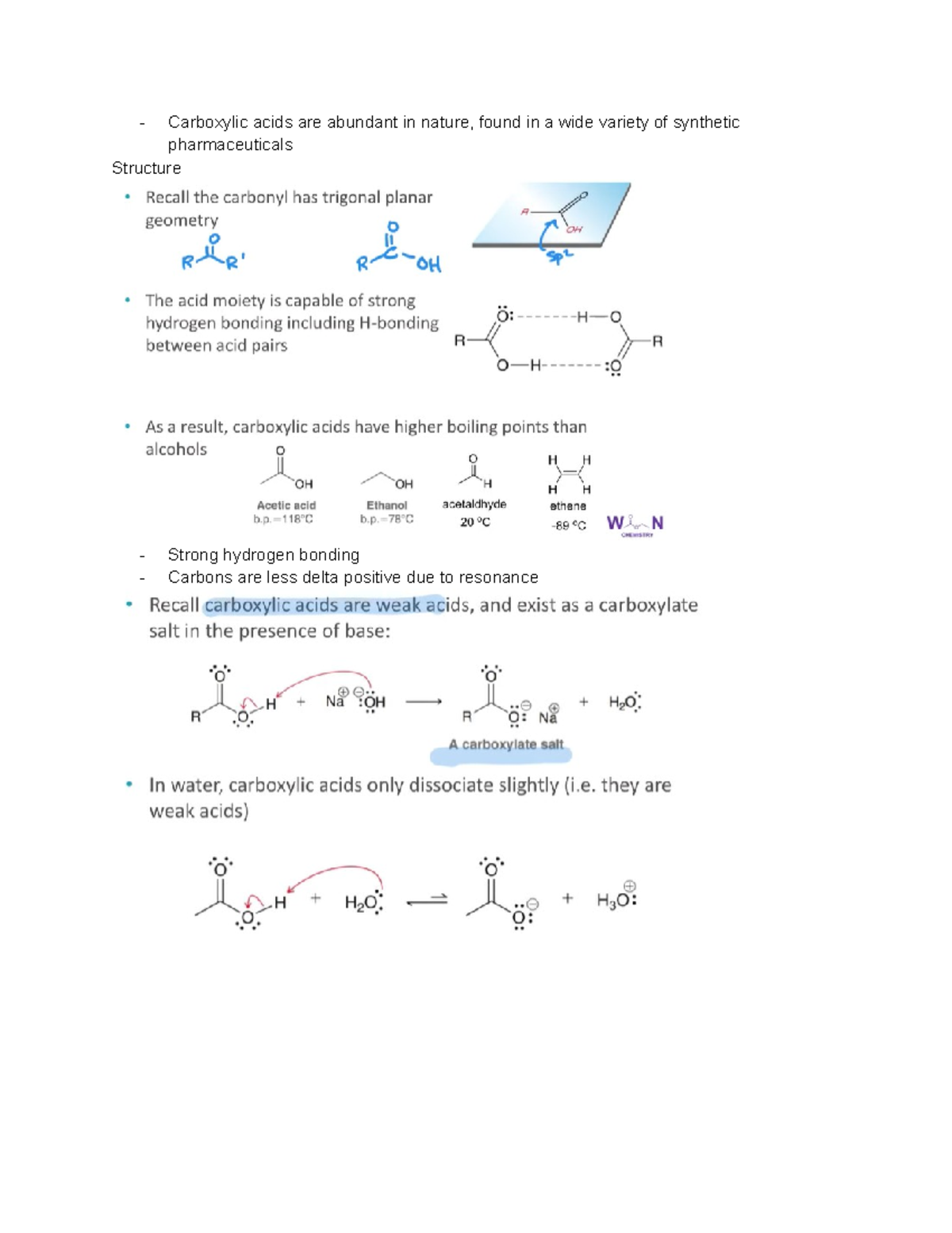 Module 11 - Organic Chem notes and extra readings - Carboxylic acids ...