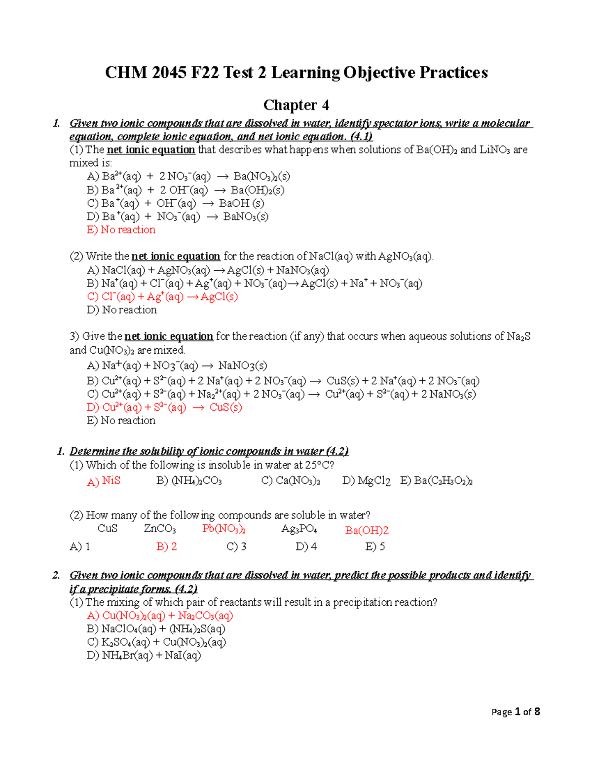 CHM 2045 F22 Test 2 Learning Objective Practices with answers Rev - CHM ...