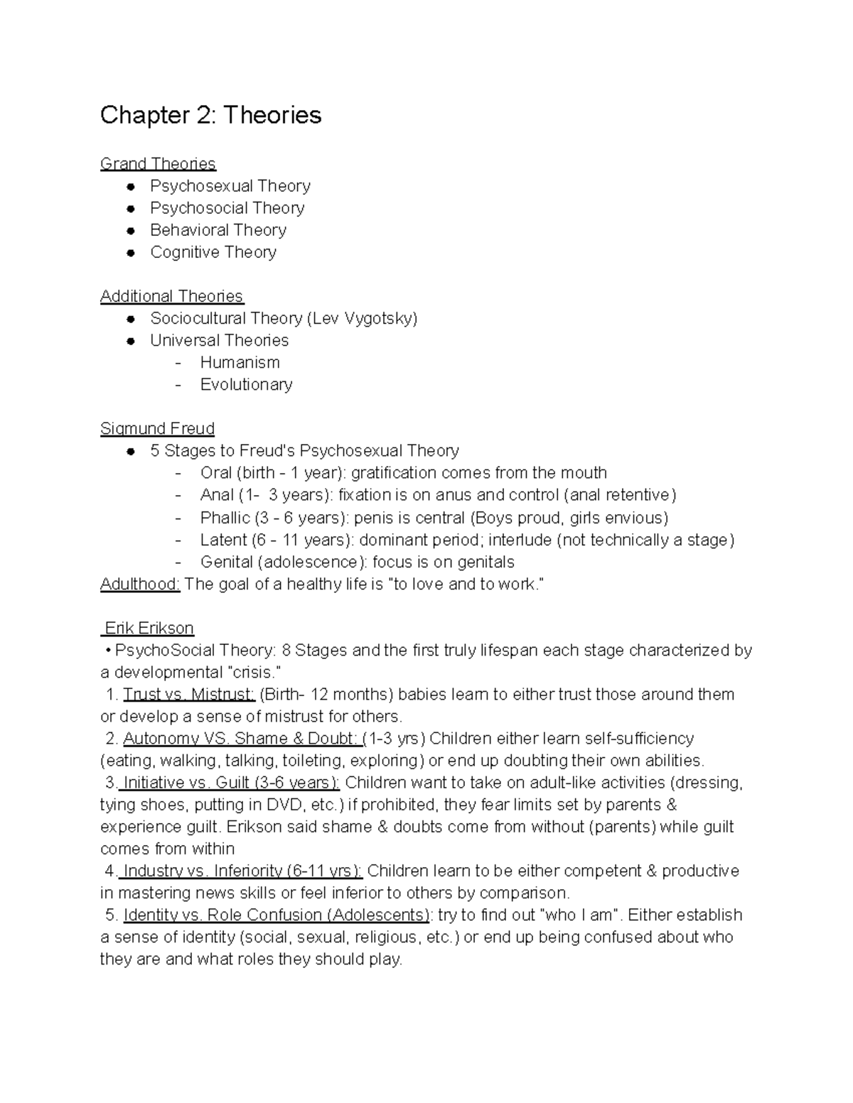 Lifespan Development Chapter 2 Chapter 2 Theories Grand Theories