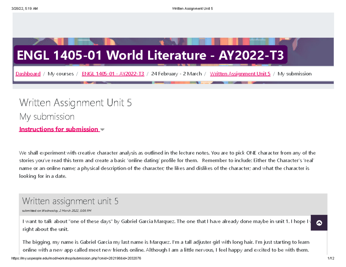 assignment 5 english