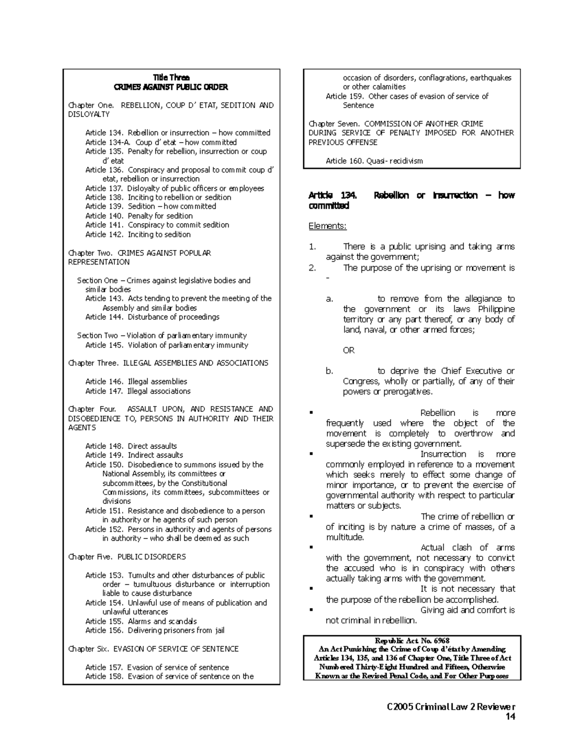 Title 3 Public Order - Title T hree CR IMES AG AI NST P UBLIC O RDER ...