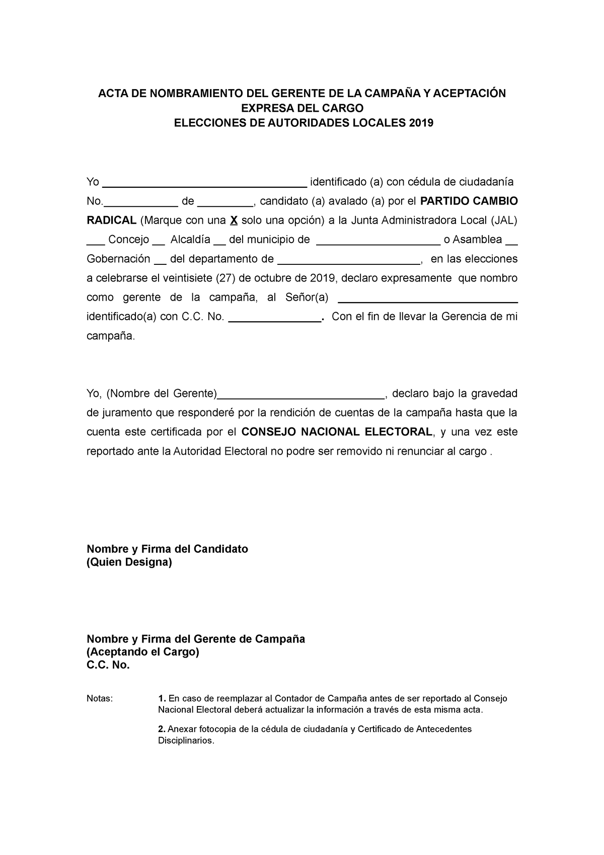 Acta De Nombramiento Del Gerente Acta De Nombramiento Del Gerente De