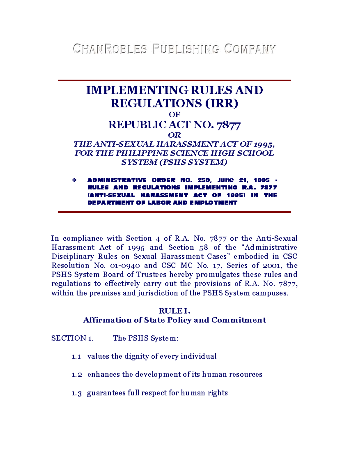 republic-act-no-7877-implementing-rules-implementing-rules-and