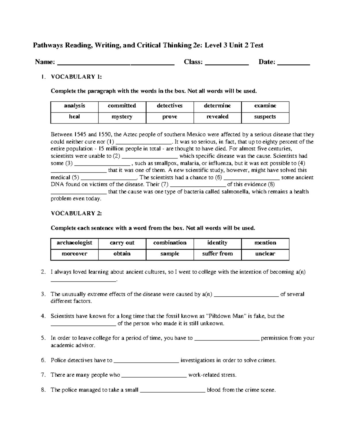 Test Pathways rw3 Unit 2 - Pathways Reading, Writing, and Critical ...