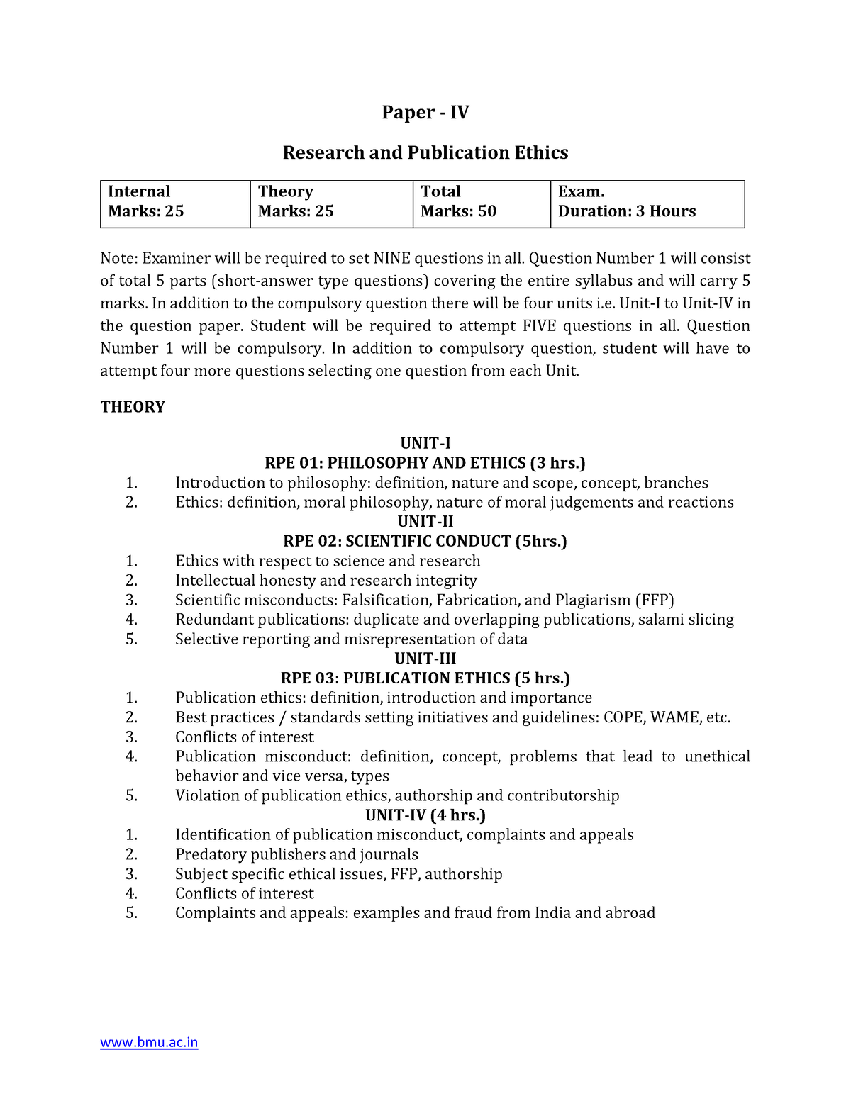 research and publication ethics previous year question paper