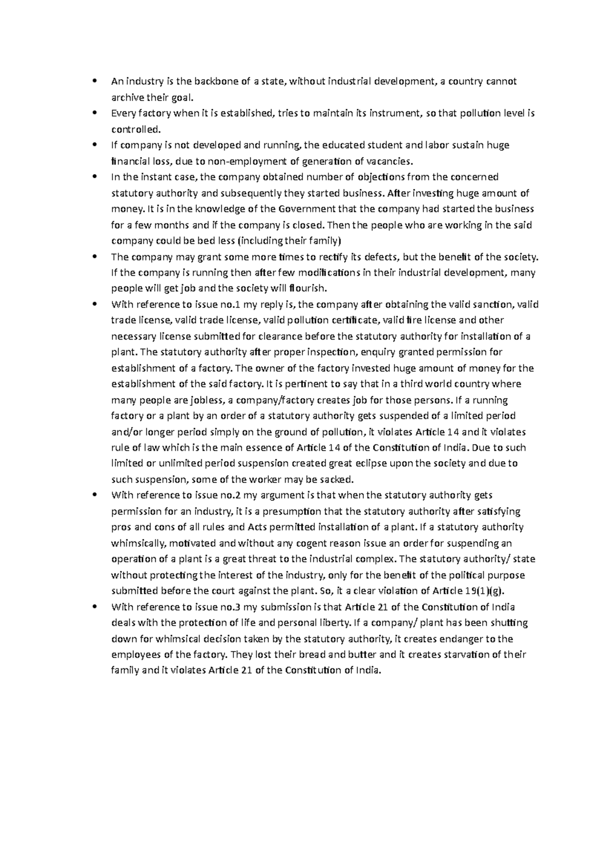 Moot About moot court points An industry is the backbone of a state