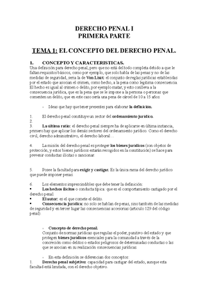 Derecho Penal Parte Especial - DERECHO PENAL PARTE ESPECIAL TEMA 1 El ...