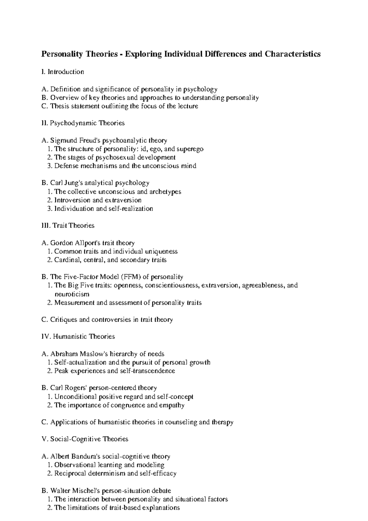 Personality Theories - Exploring Individual Differences and ...