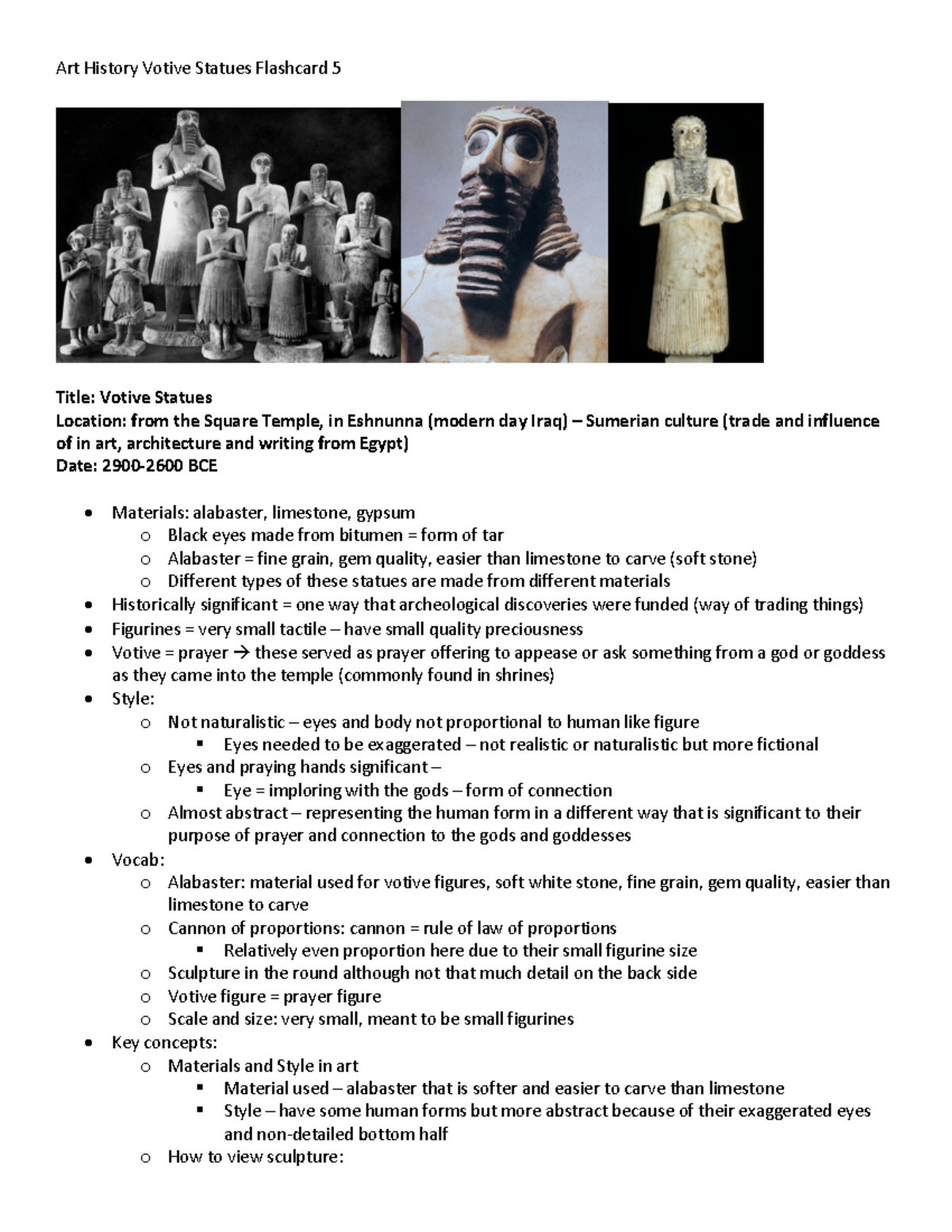 Votive Statues Flashcard 5 Studocu