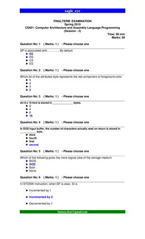 CS401 Assignment No 2 - 2 Complete assembly language program. [org ...
