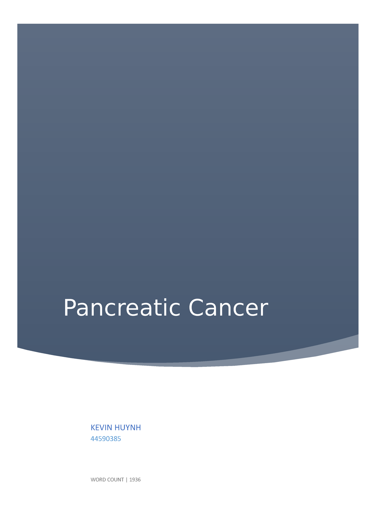 essay on pancreatic cancer