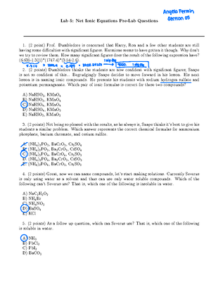 Lab+3+Pre Lab - pre lab - Lab 3: Paper Chromatography Pre-Lab Questions ...