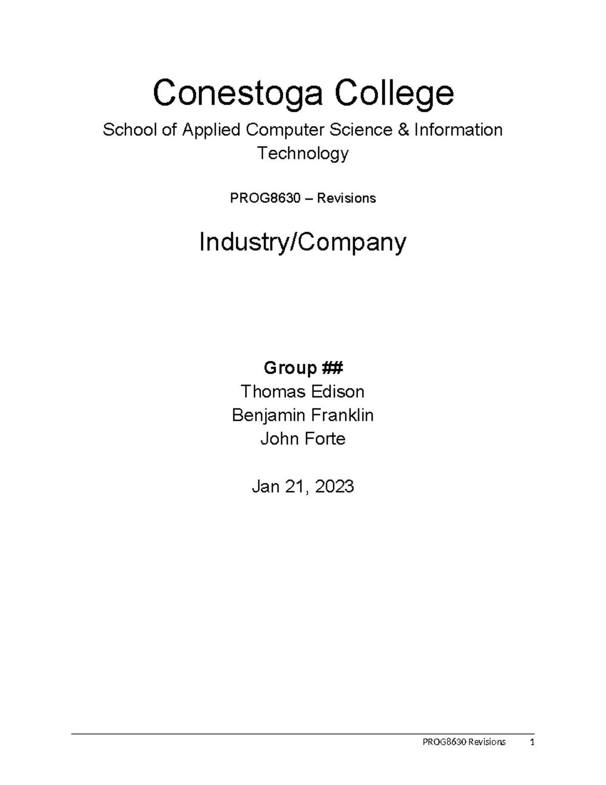 PROG8630-Revisions Template -23S - Conestoga College School of Applied ...