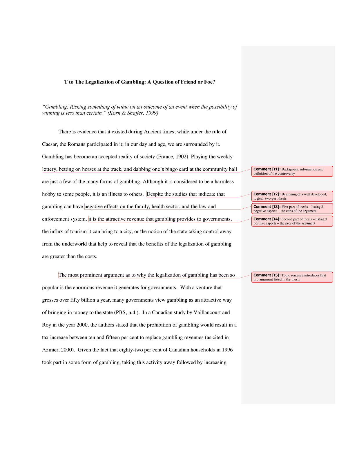 gambling essay