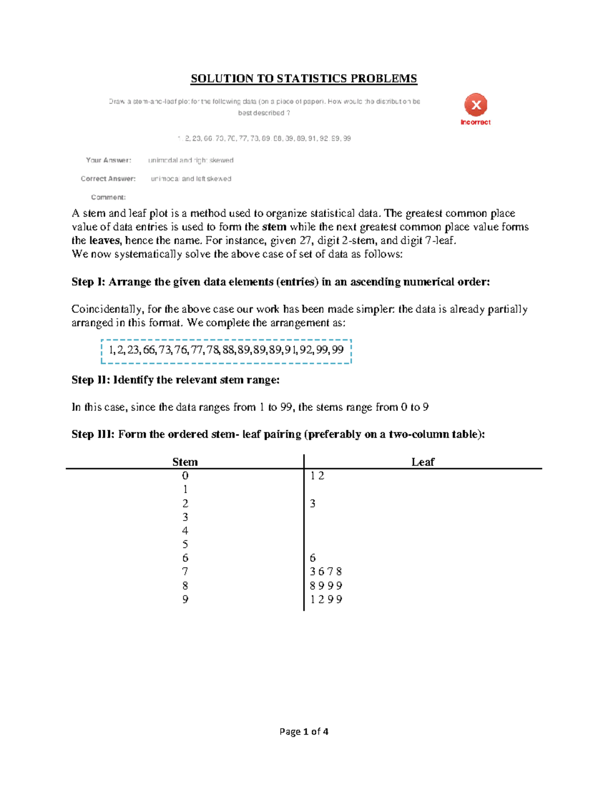 Sample Solution TO statistic problems 1 - SOLUTION TO STATISTICS ...